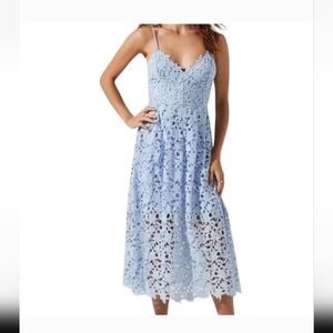 ASTR THE LABEL | Lace A-Line Midi Dress in Periwinkle, Size Small